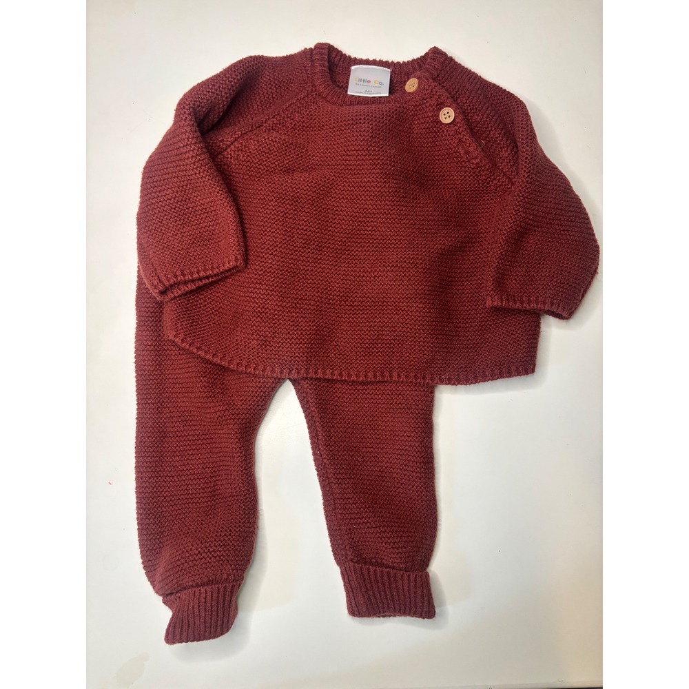 Little Co Lauren Conrad 6M Burgundy Chunky Knit Sweater‎ Pants Set Baby